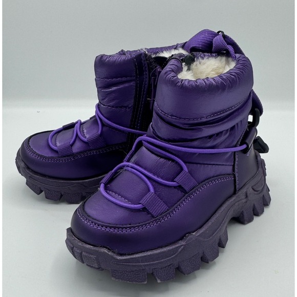 Dream Pairs Girls Purple Puffer Snow Boots Faux Fur Lined Side Zip Size 6T New - Picture 1 of 7
